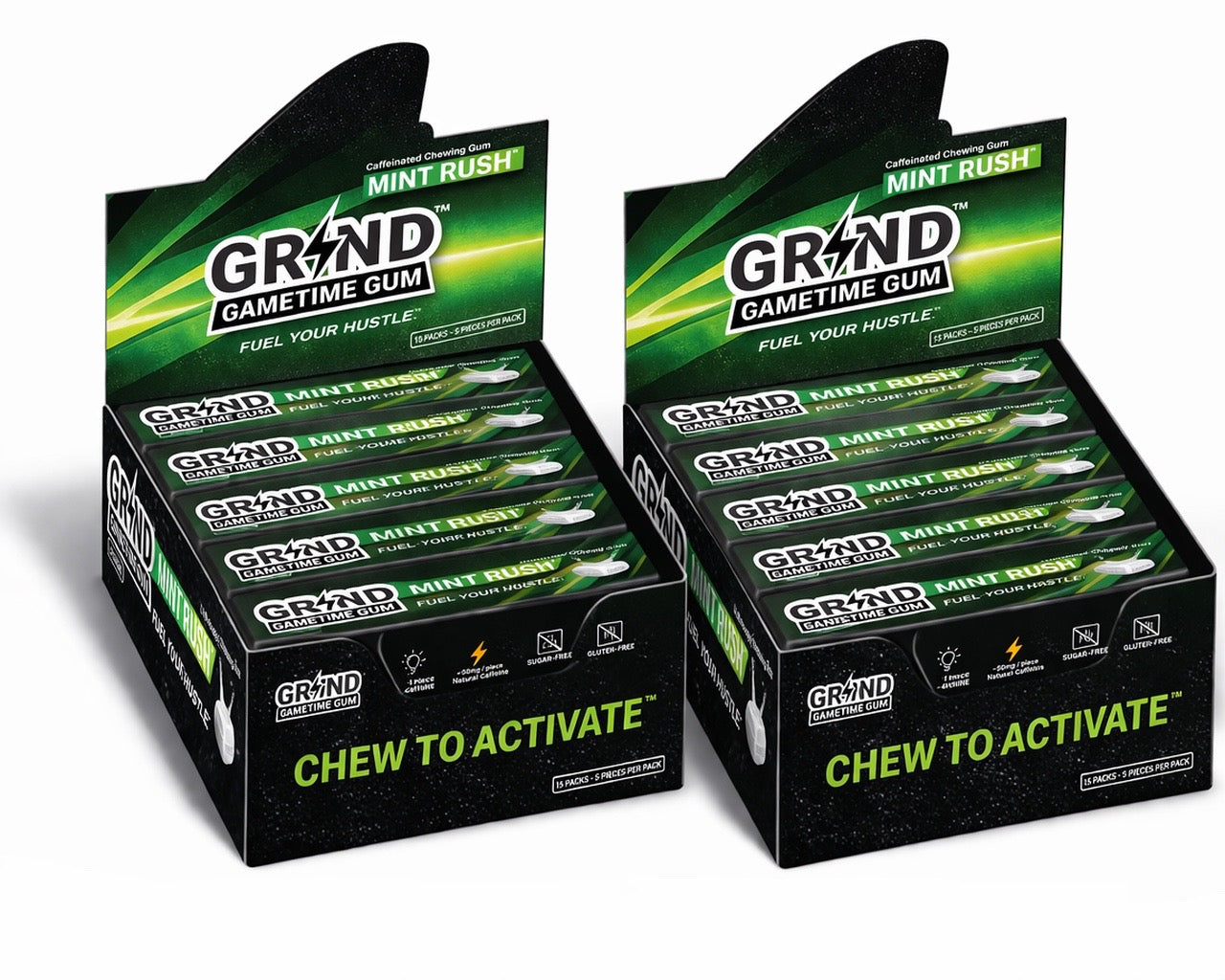 GRIND GameTime Gum Mint Rush - Retail Tray 75 Pieces